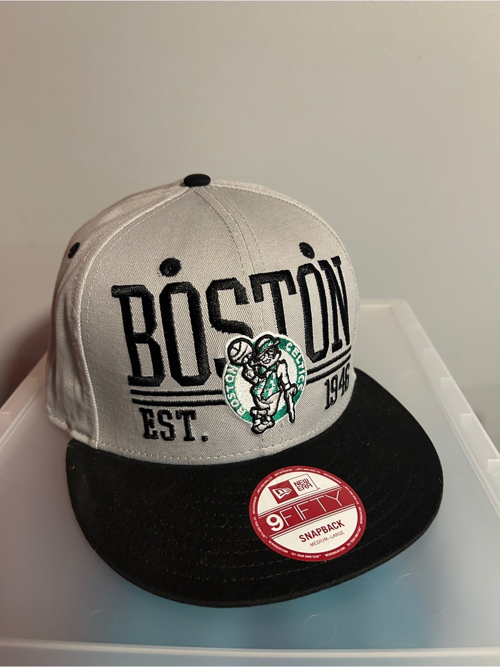 New Era Gray and Black Boston Celtics Snapback Hat